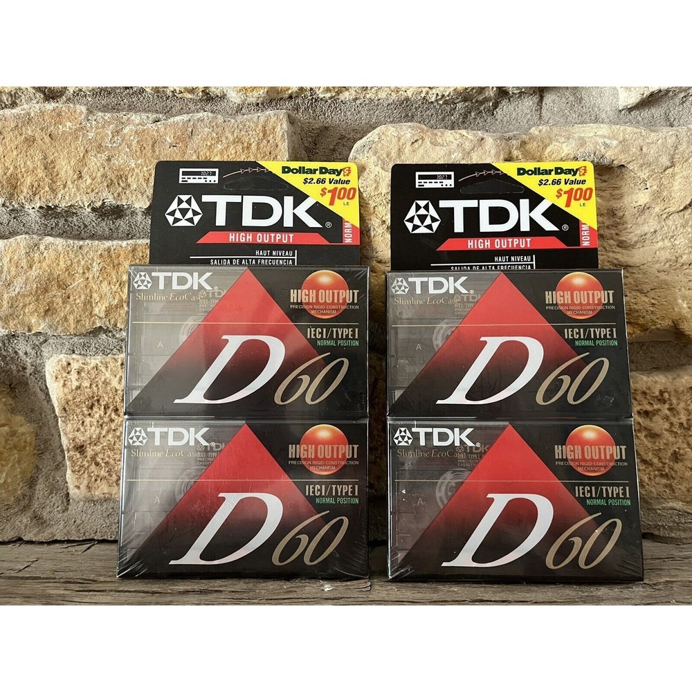 NEW LOT OF 4 TDK D60 High Output IECI/TYPE I Blank Audio Cassette Tapes Sealed